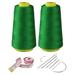 2 Spools Sewing Thread Kit Emerald Polyester Sewing Thread Spools 3000 Yards Each Spool 40s/2 All-Purpose Connecting Threads for Sewing Machine and Hand Repair Works