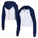 Women's Lusso White Houston Astros Jane Raglan Quarter-Zip Tri-Blend Cropped Pullover Hoodie