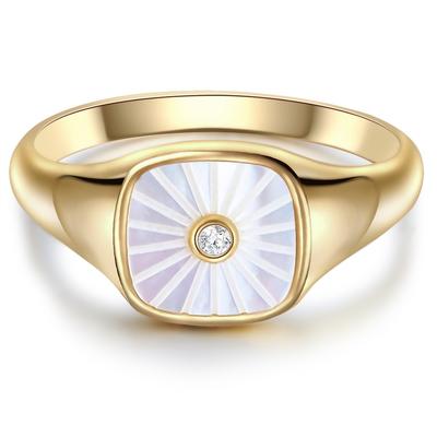 Glanzstücke München Ring Sterling Silber Zirkonia Perlmutt in Gelbgold 50 Damen Image