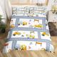 Cartoon Car Duvet Cover Set Excavator Truck Comforter Cover for Kids Boys Girls Construction Vehicle Bedding Set Grey White Bedspread Cover Bedroom Collection 3Pcs King Size