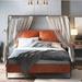 17 Stories Low Profile Canopy Bed Upholstered/Metal/Faux leather in Brown | 72.64 H x 53.6 W x 79.3 D in | Wayfair 41C897958463412FABDBD8DBC5935207
