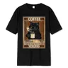 T-shirt à manches courtes en coton pour hommes café parce que le meurtre est faux chat noir boit