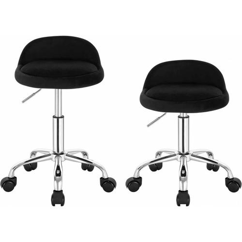 2X Bürohocker mit Rollen Drehhocker höhenverstellbar Sitzhöhe 43-54,5 cm schwarz – schwarz – Woltu