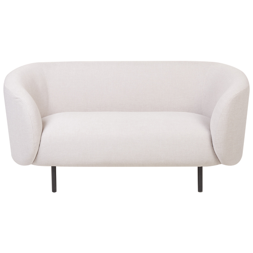 Sofa Beige Stoffbezug 2-Sitzer mit Armlehnen Metallgestell in Schwarz Glamouröser Edler Stil Wohnzimmer Salon Esszimmer Flur