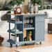 Multipurpose Rubber Wood Kitchen Cart Cabinet with Side Storage Shelves, Adjustable Storage Shelves for Kitchen - N/A