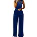 Jumpsuits for Women Women Sleeveless Hollow Out Dressy Wide Leg Long Romper with Rhinestones