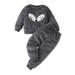 PatPat 2-piece Toddler Girl/Boy Fox Pattern Ear Design Fuzzy Sweatshirt and Pants Set Clearance