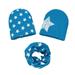 Lovskoo Baby Boys Girls Winter Scarf Set 3PC Toddler Winter Stars Prints Hat Cap Kids Scarf Collars Sets Blue