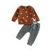 Coduop Infant Baby Boys Halloween Costume Outfit Set Long Sleeve Pumpkin Sweatshirt and Pants Set