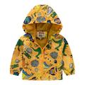 Toddler Boys Girls Casual Jackets Printing Cartoon Hooded Outerwear Zipper Coats Long Sleeve Windproof Coats Yellow 90