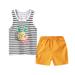 Little Child Boy S Suit Striped Top Suit Shorts Suit Summer Sleeveless Rabbit Cartoon Pattern Suit Y 100