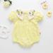 EGNMCR Newborn Infant Baby Girl Romper Jumpsuit Sleeveless Bodysuit Newborn Infant Baby Girls Peter Pan Collar Floral Romper Bodysuit Casual Clothes (Yellow) - Baby deals