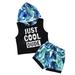 Toddler Boys Kids Clothes Outfit Leaves Prints Sleeveless Shirt Shorts Set Outfits Hooded Little Boy Clothing Blue 100