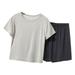 Children S Solid Color Summer Thin Short Sleeved + Shorts Casual Home Service Set Grey 175