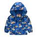 Toddler Boys Girls Casual Jackets Printing Cartoon Hooded Outerwear Zipper Coats Long Sleeve Windproof Coats Blue 120