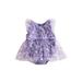 IZhansean Newborn Infant Baby Girls Romper Princess Floral Tulle Lace Jumpsuit Birthday Wedding Party Clothes Purple 6-12 Months