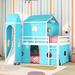 Full Size Bunk Bed with Slide, Ladder, Tent and Tower, Castle-shaped Cute Kid's Bed, Funny Kid's Bunk Bed Frame