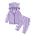 Baby Boys Girls Bear S Ear Hooded Zipper Sweatshirt+Pants Outfits Purple 80