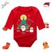 Gubotare Long Sleeve Bodysuit Baby Boy Xmas Baby Boys Girls Letter Cute Cartoon Long Sleeve Romper Outfit AC 0-3 Months