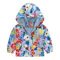Toddler Boys Girls Casual Jackets Printing Cartoon Hooded Outerwear Zipper Coats Long Sleeve Windproof Coats Light Blue 130