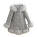 Kids Little Girl s Thicken Coat Winter Warm Faur Leather Button Down Jacket With Hood Long Sleeve Outerwear Grey 90