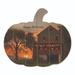 17" Orange and Brown Spooky House "Happy Halloween" Hanging Pumpkin Wall Decor