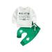 IZhansean My First St. Patrick s Day Baby Boy Girl Outfit Long Sleeve Sweatshirt Tops Pants 2Pcs Spring Fall Clothes White 12-18 Months