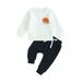 Coduop Toddler Baby Boy Halloween Costume Outfit Set Long Sleeve Pumpkin Sweatshirt and Pants Set