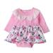 Fesfesfes Newborn Infant Baby Bodysuit Girls Winter Long Sleeve Onesie Flowers Printing Romper Lace Jumpsuit