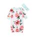 0-12M Newborn Baby Wrap Blanket Sleeping Bag+Headband Long Sleeve Floral Romper Set