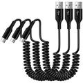 USB C Cable 6ft USB C to USB A Cable 6ft 3PACK ABCPOW Coiled Type C Charging Cable USBC Type C Fast Charging Cord Charger Compatible with Samsung Android Charger Type C