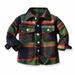 Toddler Baby Boy Girl Jacket 2024 Fall Flannel Plaid Shirt Warm Button Down Shacket Infant Kid Long Sleeve Color Block Coat Top Winter Clothes Outwear Cardigan Top