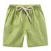 Lovskoo Toddler Kids Boys Girls Sweat Shorts Casual Cotton Linen Shorts Baby Fashion Cute Solid Color Sports Shorts Green