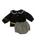 Baby Girls Boys Autumn Plaid Cotton Long Sleeve Short Pants Shorts Set Outfits Clothes Black 90