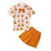 YDOJG Outfit Clothes For Boys Toddler Kids Outfit Pumpkins Prints Short Sleeves Tops Soild Pants Shorts Set Outfits For 2-3 Years