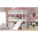 Full-Over-Full-Over-Full Triple Bunk Bed with Ladder and Slide, Guardrails