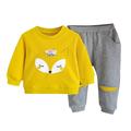 YDOJG Baby Toddler Girls Outfit Set Kids Children Long Sleeve Cute Cartoon Animals Print Sweatshirt Blouse Tops Patchwork Pant Trousers Outfits Set 2Pcs Clothes For 18-24 Months