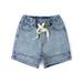 KIDSCOOL SPACE Baby Little Big Boys Denim Shorts Elastic Waist with Drawstring Adjustable Jeans Summer Wear Light Blue 18-24 Months