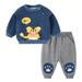 Children Kids Toddler Baby Boys Girls Long Sleeve Letter Sweatshirt Pullover Tops Cute Cartoon Trousers Pants Outfit Set 2Pcs Clothes Dark Blue 110