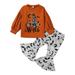 YDOJG Clothes For Baby Toddler Girls Outfit Kids Outfit Letters Prints Long Sleeves Tops Bat Ptints Pants 2Pcs Set Outfits For 2-3 Years
