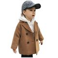Toddler Kids Baby Girls Boys Plaid Coat Elegant Notched Collar Double Jacket Wool Coat Trench Coat Khaki 100
