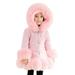 Kids Little Girl s Thicken Coat Winter Warm Faur Leather Button Down Jacket With Hood Long Sleeve Outerwear Pink 150