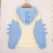 Gubotare Girl s Graphic Hoodie Dinosaur Letter Hoodie Pullover Sweatshirt Cute Raglan Sleeve Splice (Light Blue 8-9 Years)