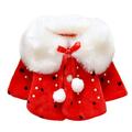 BULLPIANO Infant Baby Girls Fur Warm Coat Cloak Overcoat Toddler Winter Thick Capes Coat with Bow Pom-Pom Balls