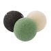 3pcs Round Shaped Konjac Sponges Wash Face Flutter Natural Facial Care Sponges Wash Cleansing Sponge Puffs (Black + Green + White)