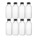 FRCOLOR 8Pcs PET Plastic Empty Storage Containers Bottles with Lids Caps Beverage Drink Bottle Juice Bottle Jar (Black Caps)