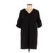 Banana Republic Factory Store Casual Dress - Shift V Neck Short sleeves: Black Print Dresses - Women's Size 8 Petite