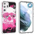 VIBECover Slim Case Compatible for Samsung Galaxy S23 Ultra 2023 TOTAL Guard FLEX Tpu Cover Tempered Glass Screen Protector Incl Pink Skull Art