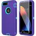 Compitable with iPhone 8 Plus Case iPhone 7 Plus Case + Tempered Glass Screen Protector Heavy Duty Protection Phone Case for iPhone 8 Plus & 7 Plus (Purple SkyBlue iPhone 8/7 Plus)