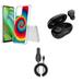 Accessories Bundle for Motorola Moto G Stylus 5G 2023 - Flexible TPU Shockproof Protection Case (Tie Dye Spiral) Wireless Earbuds 15W Fast Charging USB-C Car Charger